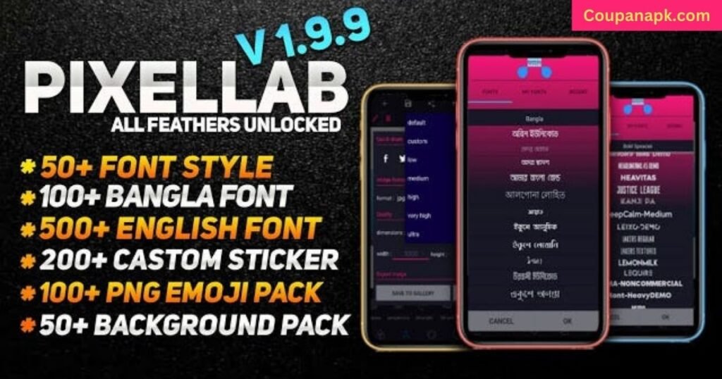 Pixellab Extra Dark Mod apk 5000+ Stylish font, 500+ Stickers, with Many more features